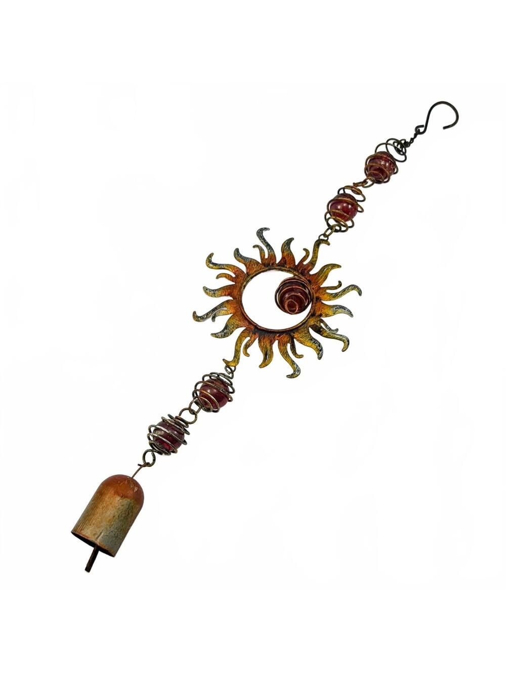Rustic Bouncy Celestial Sun Metal Garden Windchime Mobile